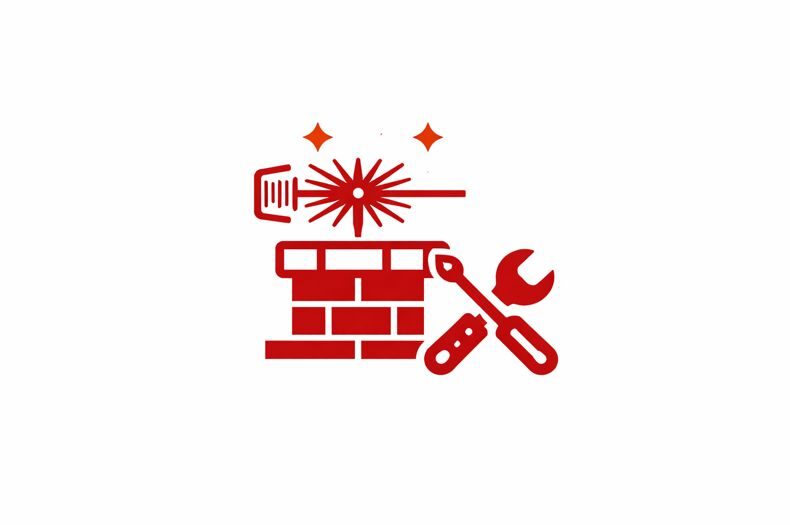 Chimney cleaning and repair icon showing chimney flue maintenance and fire safety service in Indiana