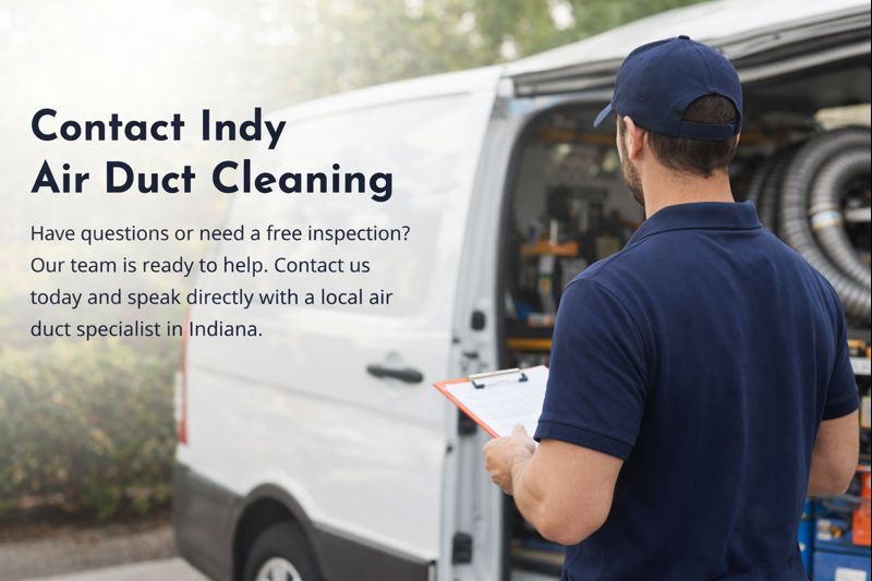HVAC technician from Indy Air Duct Cleaning standing beside a service van, ready to assist Indiana homeowners

