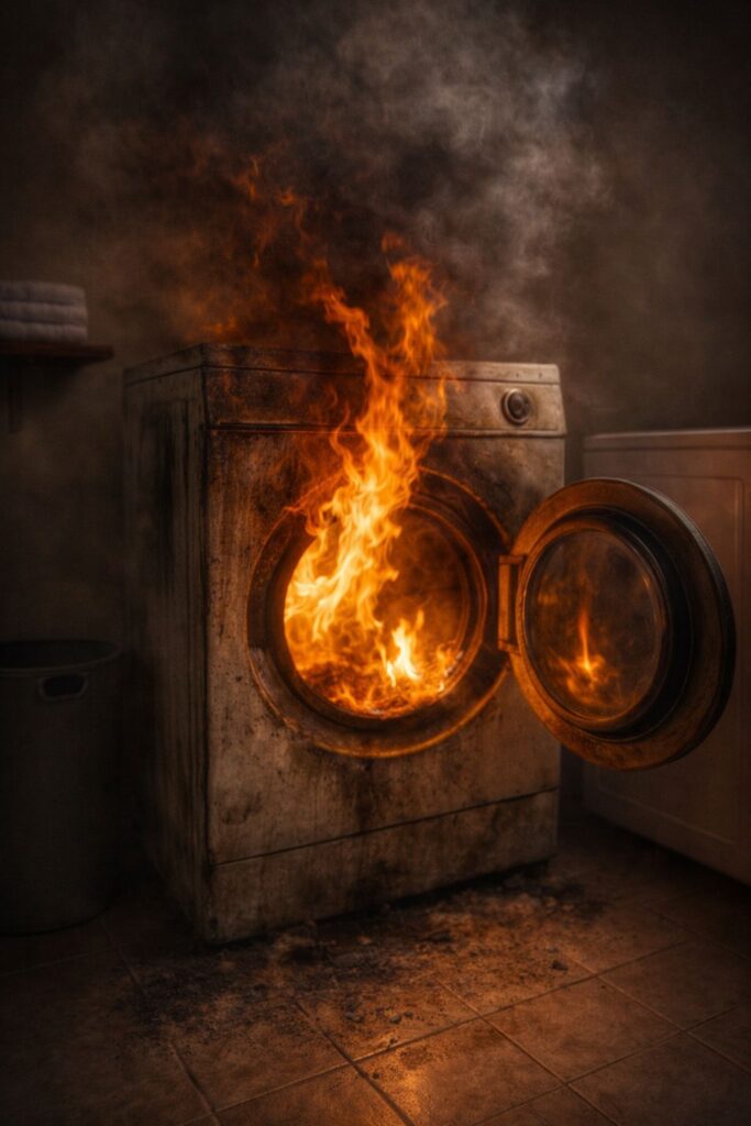 Dryer vent fire hazard caused by lint buildup inside a residential dryer in Indiana