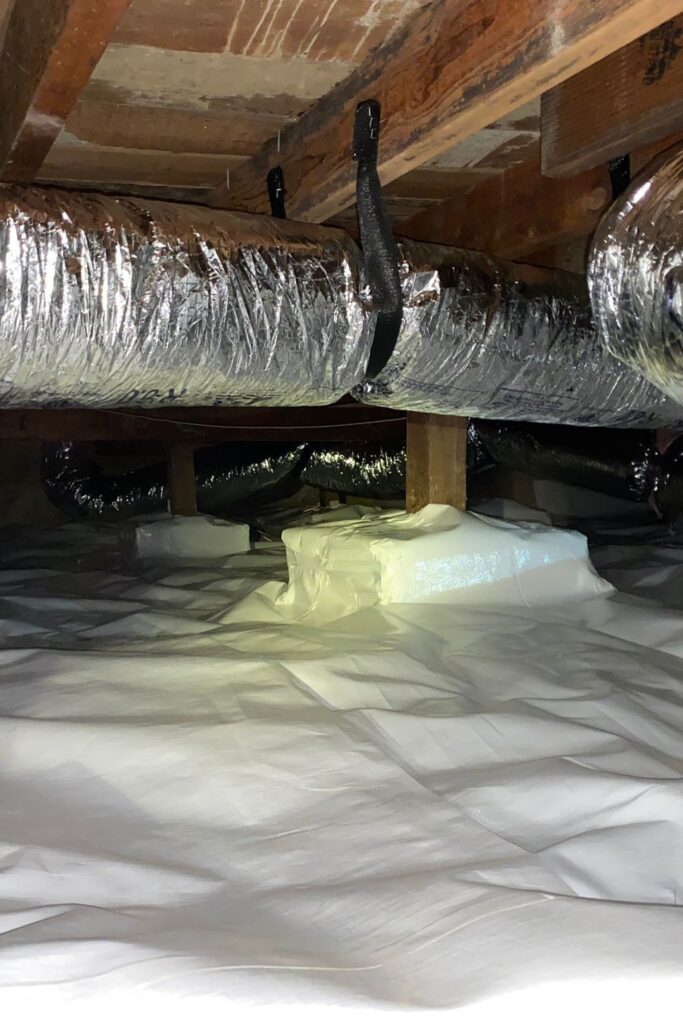 Air duct replacement installed in a crawl space in Indiana home